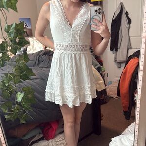 Altar'd State Cream Tiered Sundress with V-Neck